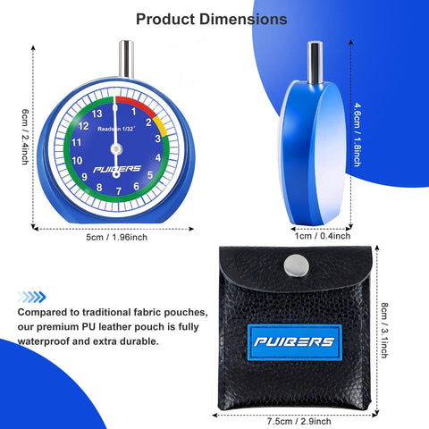 32nds Tire Tread Depth Gauge With Glow In The Dark Luminescent Dial And Storage Bag For Cars Trucks And Motorcycles