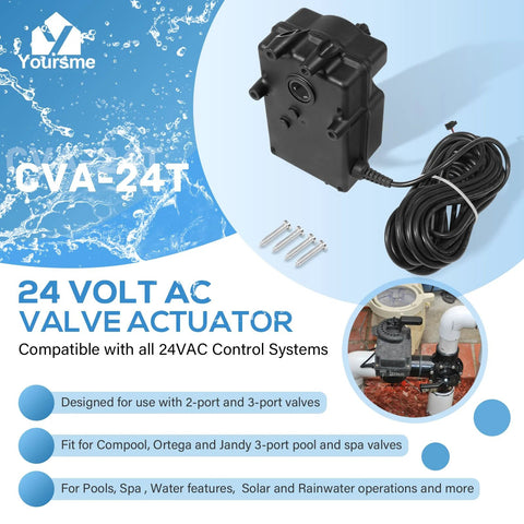 Yoursme CVA-24T valve actuator, front view: 24V AC, 25 ft cable, for 2-port and 3-port valves