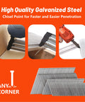 16 Gauge 20 Degree Angled Finish Nails 1-1/2 Inch 1000 Pack Galvanized For Pneumatic And Electric Angled Finish Nailer