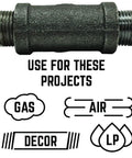 Three Quarter Inch Black Malleable Iron Tee Fittings Set Of Eight For DIY Plumbing And Furniture Projects Strong Support For Gas, Air, Decor, LP Projects