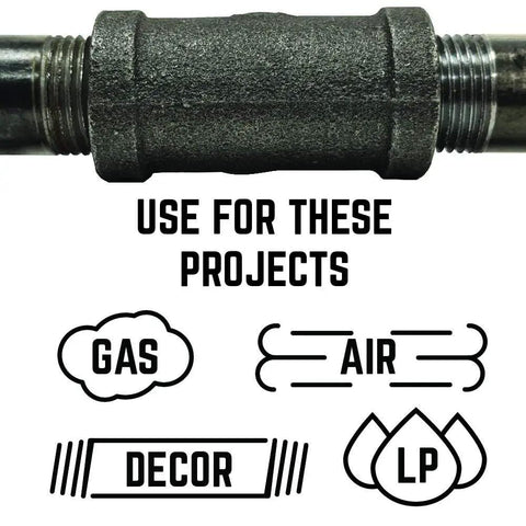 Three Quarter Inch Black Malleable Iron Tee Fittings Set Of Eight For DIY Plumbing And Furniture Projects Strong Support For Gas, Air, Decor, LP Projects