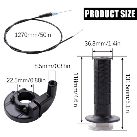 Throttle Cable Assembly Kit For Mini Bikes Fits Coleman CT200U CT200U-EX BT200X Baja DB30 MB200 Predator 212cc Massimo Motovox 196cc 200cc 6.5hp Engines, 7 8 Inch Handlebar, DIY Friendly Install