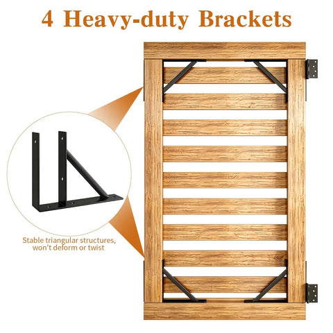 Heavy Duty Gate Corner Brace Kit With Self Locking Latch, Anti Sagging Gate Hardware For Wood Fences, Deck Gates, Driveways, Sheds And Corrals, Adjustable Fit, Durable Steel Brackets To Keep Gates Level And Solid