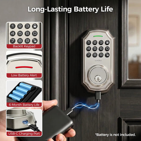No More Fumbling Keyless Entry Door Lock For Front Door With Keypad And One Hundred Stored Codes Rock Solid Electronic Deadbolt with backlit keypad.