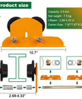 Beefy Electric Hoist Trolley For I Beams With Dual Track Rollers, 1 Ton Load Capacity, Adjustable Flange, product size diagram