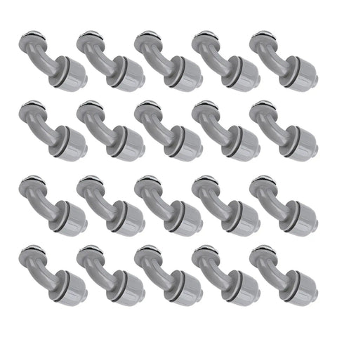 Insanely Tough 20 Pack 90 Degree Conduit Fittings Liquid Tight One Half Inch Npt Connectors Durable Nylon 6 Design for flexible installation.