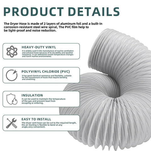 3 Inch Marine Blower Hose Replacement Kit For Boat Vent Bilge Blower Exhaust Fan 10 Feet Long features and materials