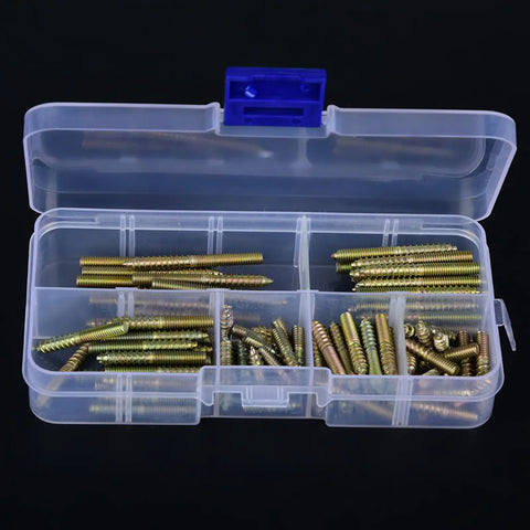 110 Pcs M4 Dowel Screws Hanger Bolts Dowel Pins Furniture Connectors Zinc Plated Iron Double Ended Screws in box