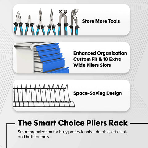 Heavy Duty Pliers Rack For Toolbox Drawer Organizer Holds Up To 32 Pliers Steel Frame With Triple Coated Vinyl Adjustable Drawer Shelf