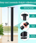28 Inch Adjustable Metal Desk Legs Set Of 4 Heavy Duty Steel Feet For DIY Projects, workshop benches, gaming desks, black