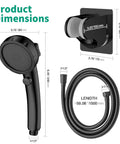 High Pressure RV Shower Head With Handheld And On Off Stop Button Water Saving 3 Modes Detachable Hose With Mount Black Finish