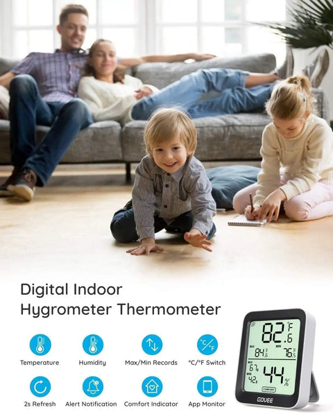 Indoor Hygrometer And Thermometer With Bluetooth App Control, Real Time Temperature And Humidity Readouts, Remote Monitoring And Graphs, Easy Setup, Totally Great For Home, Greenhouse, And Office, digital display