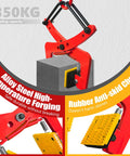 Red SENKEYFE Granite Lifting Clamp, steel stone clamp with yellow gripping pad, 350 kg capacity