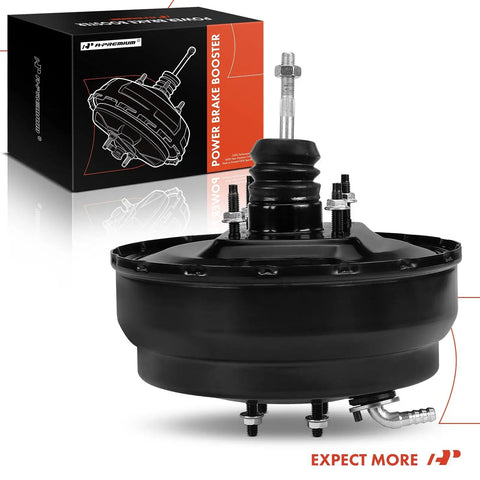 No Hassle Heavy Duty Vacuum Brake Booster For Toyota T100 And Tacoma 1994 To 2001, dual diaphragm, steel, close-up view.