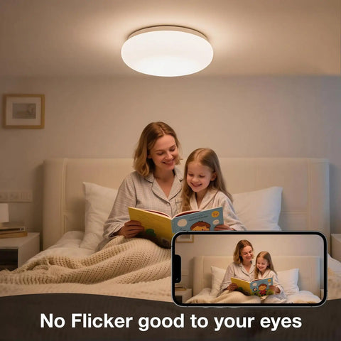 Woman and child reading under 4 Inch LED Retrofit Light Kit For Ceiling Fans Replacement Panel 18W 3000K Warm White 2200LM