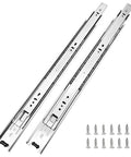 10 Pairs Of 14 Inch Full Extension Drawer Slides With Ball Bearing, Side Mount, 3-Section Design, 100 Lb Capacity, Zinc Finish, Screws Included