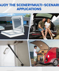 Hella Durable 7.5 Inch Gas Struts 10 Lbs Lift Support With 10Mm Ball Stud Ends For RV Cabinets Safes Toolboxes Super Smooth Operation Two Piece Replacement Kit showcased in various applications.