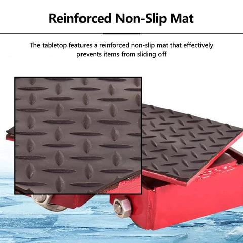 Close-up of reinforced non-slip mat on Beefy 4 Wheel Heavy Duty Machine Skate Dolly Set For Industrial Moving 13227 LB Load Capacity