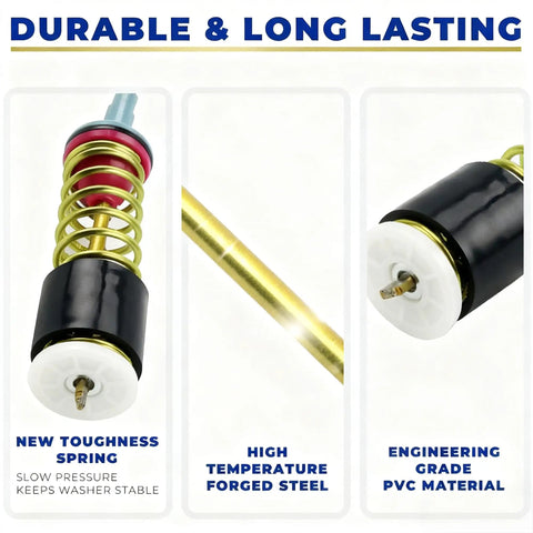 Heavy Duty Top Load Washer Suspension Rods Four Pack Smooth Operator Shock Stabilizers Compatible With Samsung WA50R5400AV WA45T3200AW, showcasing spring and forged steel.