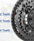 Close-up of Square Taper Bicycle Crankset 42-34-24T for 3x6/7/8 Speed Mountain Bikes, highlighting teeth count.