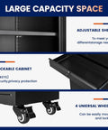 Heavy Duty Metal Garage Storage Cabinet With Locking Doors And Adjustable Shelves 73 Inch Rolling Tool Cabinet With Four Wheels And One Drawer For Garage And Warehouse Black featuring adjustable shelf, lockable cabinet, and wheels.