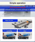 Top Tier Semi-Automatic Labeling Machine For 90 Degree Corner Sealing showing simple operation steps on a countertop.