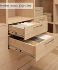 Open drawers showing full extension stainless steel side mount drawer slides for cabinets and furniture let you reach the back easily with a smooth glide built to last 1 pair