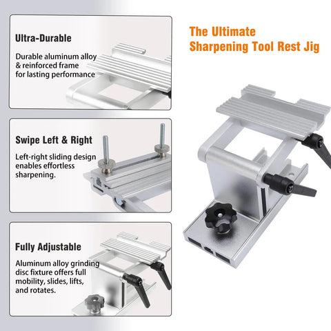 Adjustable Bench Grinder Tool Rest Kit With Flat Miter Slide for 6 and 8 Inch Grinders, Replacement Jig, Silver, Multi Angle View