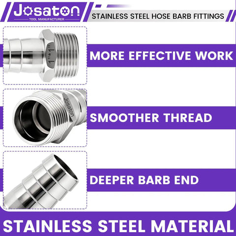 Heavy Duty 304 Stainless Steel Barb To Npt Male Thread Hose Fitting Set With High Pressure 2800 Psi Rating And Durable Corrosion Proof Design For Tough Plumbing Jobs And Fluid Control Systems Today, 1 inch stainless steel barb fitting