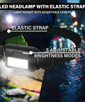 Black LED headlamp with elastic strap, part of Must Have Car Emergency Kit With Battery Jumper Cables A Go To Roadside Safety Kit.