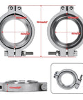 44mm V Band Flange Clamp Set For MVR Wastegate Replacement With Stainless Steel Inlet And Outlet Flanges Includes Screws Nuts And Seals