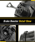 Heavy Duty Vacuum Power Brake Booster For Chevy Silverado 1500 And Cadillac Escalade showing detailed components and assembly on black background.