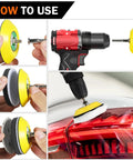 All In One 3 Inch Sanding Disc Polishing Kit For Drill Rotary Tools Wet Dry Headlight Restoration usage steps shown