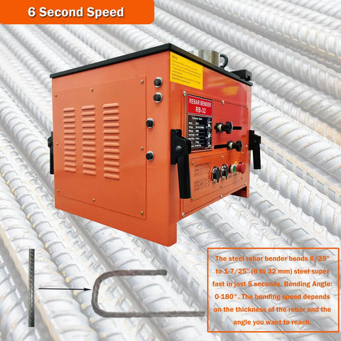 Heavy Duty Electric Rebar Bender With Smart Foot Pedal 3000W Machine Handles Rebar Up To 1.26 Inches angled view showing controls.