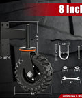 Hella Sturdy 8 Inch Gate Wheel To Fix Sagging Wood And Metal Fences With 600 Lb Swivel Capacity That Keeps Your Backyard Gate Rolling Smooth Without Breaking Hinges Or Losing Your Cool, with detailed dimensions.