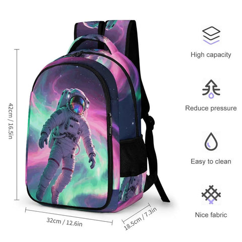 Galactic Swirl Spaceman Printed Dope Unisex Backpack Large Capacity Durable Polyester Daypack with astronaut design