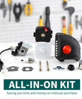 Carburetor And Air Cleaner Case Tune Up Kit For Echo Trimmer That Keeps Your SRM 225 Running Smooth With GT225 GT 225 PE225 PE 225 PAS225 PAS 225 SHC225 PPF225 Weedeater Parts RB K93 displayed on a table with various tools.