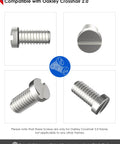 Close-up of replacement screws compatible with Oakley Crosshair OO4044 sunglasses from the Slick Glasses Repair Kit.