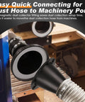 4To2.5 Magnetic Dust Collection Fitting For 2 Inch Shop Vac Hose Fast Connect adapter connecting to machinery port.