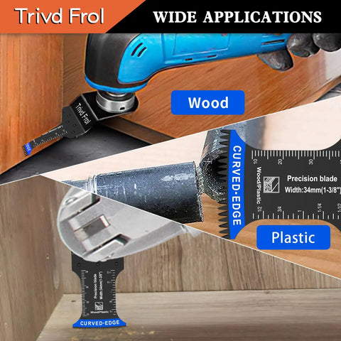 Badass 20 Piece Pack Curved Edge Oscillating Saw Blades Featuring Japanese Steel Teeth for cutting wood and plastic with precision.