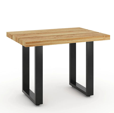 Wooden table with Beefy 16 Inch Steel Table Legs Set Of 2 For Coffee Or Side Tables, 11 Inch Wide, 16 Inch Height, Square Tube