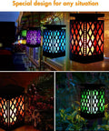 Hanging Solar Lanterns With 9 Modes Color Changing And Fixed Flickering Flame Waterproof Outdoor Lights