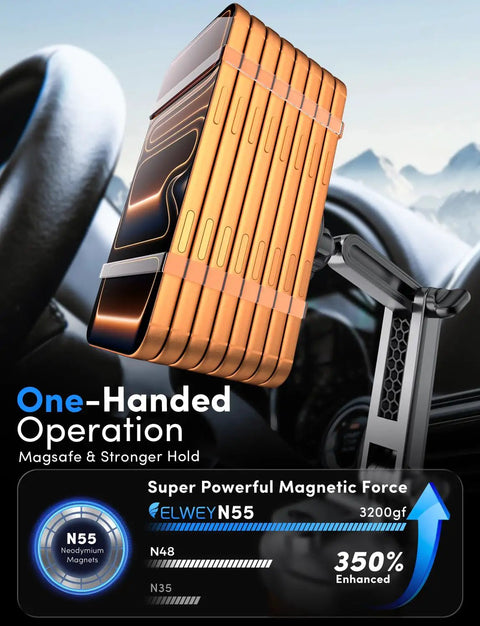 Cup Holder Phone Mount For MagSafe Magnetic Car Holder with dual adjustable bases and N55 magnet installed in car