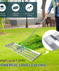 Person using Beefy Heavy Duty Lawn Leveling Rake 30x10 Inch Professional Grade Leveler Tool With Adjustable 78 Inch Handle