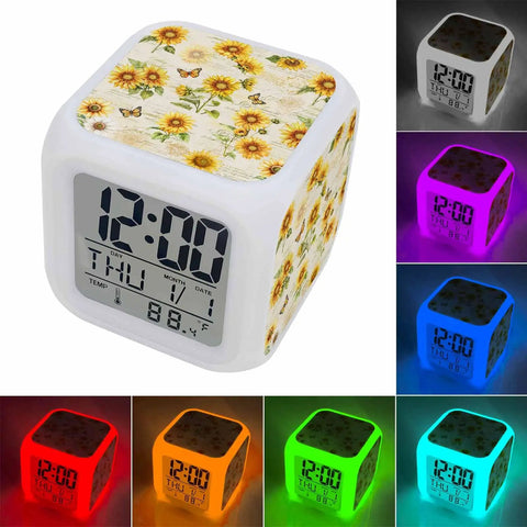 Totally Dope Digital Cube Alarm Clock With Super Responsive Silicone Buttons And A Sweet Seven Color Night Light showing clear readouts.