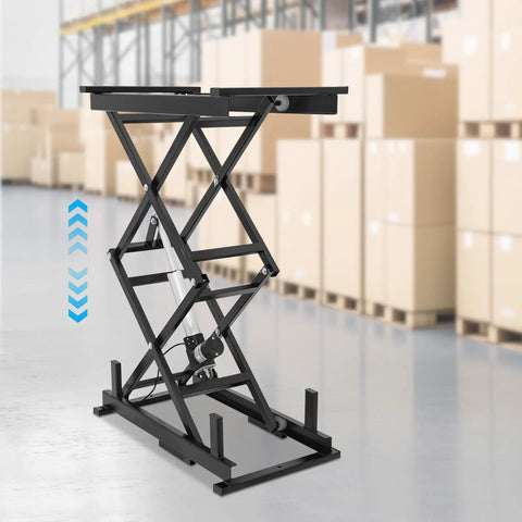 Heavy Duty Electric Scissor Lift Table With Remote Control And Hydraulic Adjustable Height for smooth material handling, industrial grade steel.