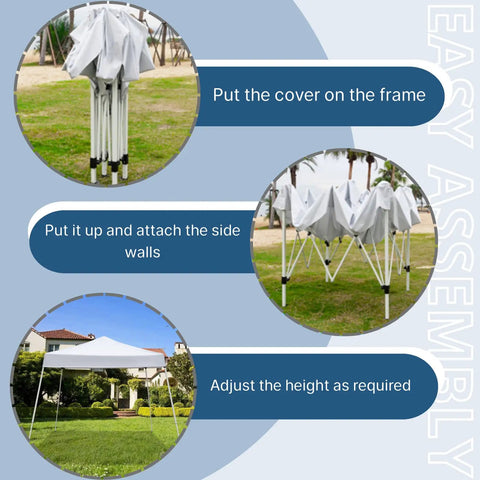 10x10 Pop Up Gazebo Tent With Slant Leg Frame, Waterproof Canopy With UV Protection, Easy Setup for Parties, Assembly Steps