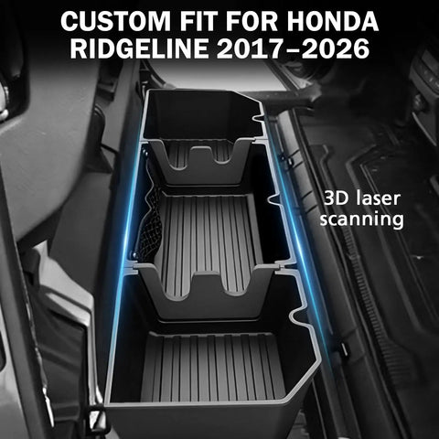 Under Seat Storage Organizer For Honda Ridgeline 2017-2026 Crew Cab Custom Fit Rear Underseat Box With Dividers Heavy Duty Waterproof