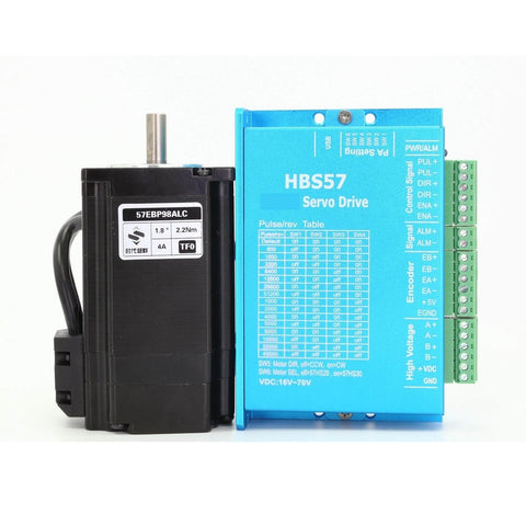 Industrial Grade Closed Loop Stepper Servo Motor And HBS57 Driver Kit with 2.2 Nm Torque and encoder, side by side front view