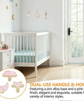 Decorative Pink Cloud Moon Star Cabinet Knobs Set, 6 Pack Zinc Alloy Dresser Knobs displayed on a nursery dresser